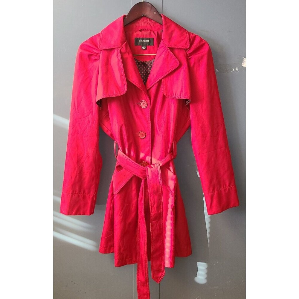 Colebrook Red Coat Womens Small Belted Buttoned 30L, 21 Sleeve, 22 Pit To Pit